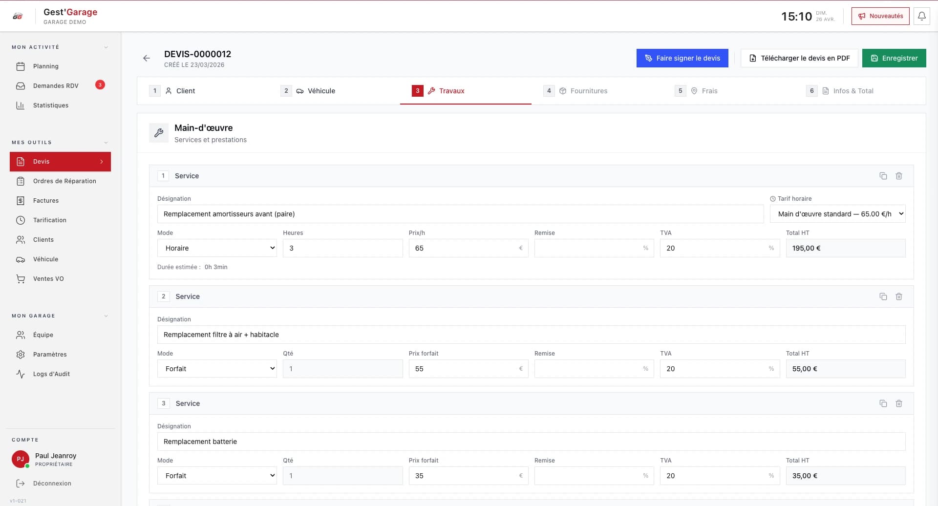 Devis en 2 minutes, prêts à signer par vos clients - aperçu